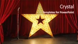  Presentation with red star - Colorful slide set enhanced with opera music - scene with red curtains backdrop and a wine colored foreground