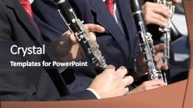  Presentation with clarinet - PPT theme enhanced with opera music - some members of an orchestra background and a dark gray colored foreground