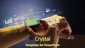  Presentation with female - Slide deck enhanced with operating income - cloe up naked female hand background and a  colored foreground