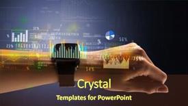  Presentation with smartwatch - Presentation theme consisting of operating income - cloe up naked female hand background and a  colored foreground