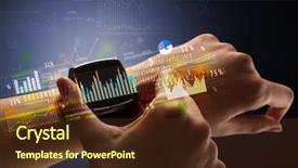  Presentation with female - Slide deck with operating income - cloe up naked female hand background and a tawny brown colored foreground