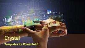  Presentation with smartwatch - PPT theme consisting of operating income - cloe up naked female hand background and a  colored foreground