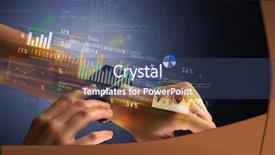  Presentation with people hold hand around globe - Presentation theme consisting of operating income - cloe up naked female hand background and a ocean colored foreground