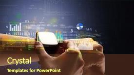  Presentation with people hold hand around globe - Colorful theme enhanced with operating income - cloe up naked female hand backdrop and a  colored foreground