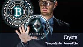  Presentation with black technology - Audience pleasing PPT theme consisting of operating income - cryptocurrency financial technology and business backdrop and a wine colored foreground