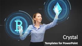  Presentation with cryptocurrency - Amazing presentation design having operating income - cryptocurrency financial technology and business backdrop and a dark gray colored foreground