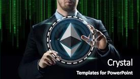  Presentation with cryptocurrency - Slide set featuring operating income - cryptocurrency financial technology and business background and a black colored foreground