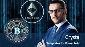  Presentation with fintech financial technology algo - Colorful PPT theme enhanced with operating income - cryptocurrency financial technology and business backdrop and a ocean colored foreground