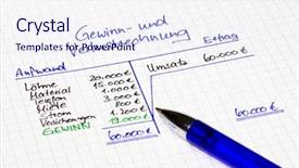  Presentation with balance - PPT theme having operating income - german balance sheet revenues background and a sky blue colored foreground