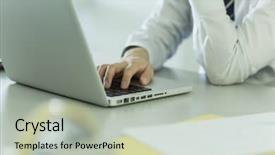  Presentation with teal design music note - PPT theme with operating keyboard - businessman who operates a note background and a  colored foreground