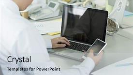  Presentation with wireless charging mobiles smartphone - Beautiful PPT layouts featuring operating keyboard - businessman who operates a smartphone backdrop and a  colored foreground