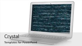  Presentation with programming - Colorful presentation theme enhanced with operating keyboard - laptop and programming script backdrop and a light gray colored foreground