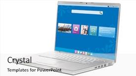  Presentation with ict modern laptop - Beautiful slide deck featuring operating keyboard - modern flat interface on laptop backdrop and a white colored foreground