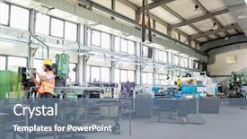  Presentation with machinery - Slide deck with operating machinery in metal industry background and a  colored foreground