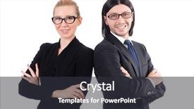  Presentation with octopus on isolated white - Cool new presentation theme with operating model - businessman and businesswoman isolated backdrop and a  colored foreground