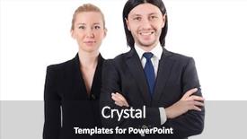  Presentation with frames isolated on white brown - Presentation design having operating model - businessman and businesswoman isolated background and a  colored foreground