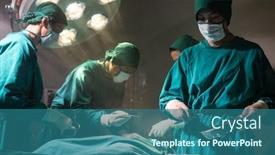  Presentation with team health - PPT theme featuring operating-room-nurse-prepare-surgical background and a ocean colored foreground