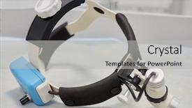  Presentation with examination - Beautiful PPT layouts featuring operating room research - examination lamp headset on table backdrop and a light gray colored foreground