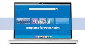  Presentation with interface - PPT theme consisting of computer operating system - modern flat interface on laptop background and a teal colored foreground