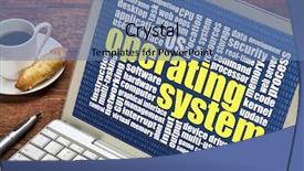  Presentation with system computer - Cool new presentation theme with textured peeled walnuts around one green horizontal frame backdrop and a gray colored foreground.