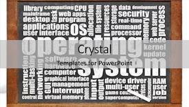  Presentation with system computer - PPT theme featuring operating system word cloud background and a light gray colored foreground