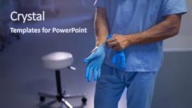  Presentation with healthcare workers - Presentation theme featuring operation center - mid section of a caucasian background and a ocean colored foreground