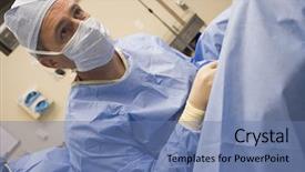  Presentation with egg - PPT theme consisting of operation pregnancy - doctor conducting egg retrieval procedure background and a  colored foreground