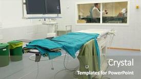  Presentation with operating room - Presentation theme having operation pregnancy - interior of a operating room background and a gray colored foreground