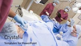  Presentation with egg - Presentation theme enhanced with operation pregnancy - patient undergoing egg retrieval procedure background and a light blue colored foreground