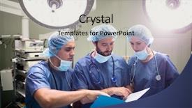  Presentation with operating room - Presentation theme enhanced with operation room at hospital background and a light gray colored foreground