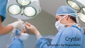  Presentation with theatre nurse - Colorful slides enhanced with operation theatre - doctor receiving a surgical scissor backdrop and a teal colored foreground