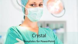 Presentation with operating room - Slide set enhanced with operation theatre - hospital - young female doctor background and a seafoam green colored foreground