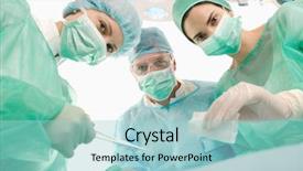  Presentation with work the word in your life - PPT theme with operation theatre - portrait of surgeons at work background and a light blue colored foreground
