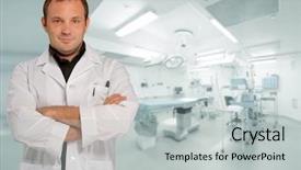  Presentation with operating room - Amazing presentation theme having operation theatre - reassuring male doctor backdrop and a light gray colored foreground