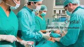  Presentation with surgical - Amazing PPT layouts having operation theatre - surgeon operating with surgical tools backdrop and a teal colored foreground