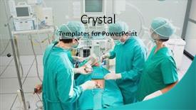  Presentation with theater - Audience pleasing slides consisting of operation theatre - surgeons operating a patient backdrop and a mint green colored foreground