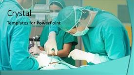  Presentation with theater - Beautiful theme featuring operation theatre - surgeons working with a scissors backdrop and a teal colored foreground