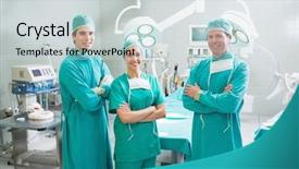  Presentation with operation theatre - PPT layouts consisting of operation theatre - two red hand prints background and a sky blue colored foreground