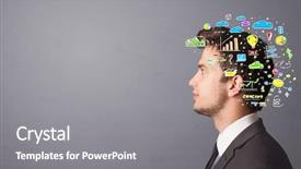  Presentation with lean operation management - Presentation theme consisting of brain function - head with office operation concept background and a gray colored foreground