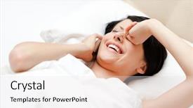  Presentation with bed - Theme consisting of mom helps his three-year daughter brushing teeth background and a coral colored foreground