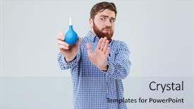  Presentation with worried female chlamydia - Beautiful PPT theme featuring operational cover - worried bearded young man holding backdrop and a light blue colored foreground