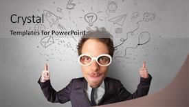  Presentation with body - Presentation theme having operational decisions - full big head on small background and a light gray colored foreground