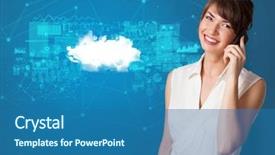  Presentation with cloud technology - Presentation with operational decisions - young smiling person presenting cloud background and a teal colored foreground