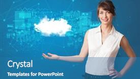  Presentation with technology black person - Theme having operational decisions - young smiling person presenting cloud background and a teal colored foreground