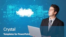  Presentation with cloud technology - Amazing slide deck having operational decisions - young smiling person presenting cloud backdrop and a teal colored foreground