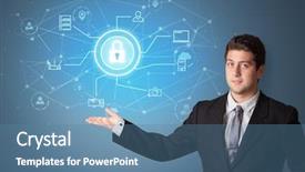  Presentation with cloud technology - Theme with operational decisions - young smiling person presenting office background and a teal colored foreground