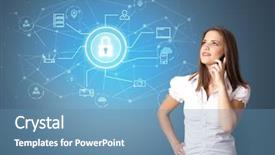  Presentation with cloud technology - Slide deck consisting of operational decisions - young smiling person presenting office background and a teal colored foreground