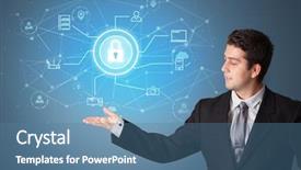  Presentation with cloud technology - PPT theme having operational decisions - young smiling person presenting office background and a teal colored foreground