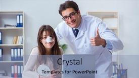  Presentation with nose - Audience pleasing theme consisting of operational excellence - male doctor talking to patient backdrop and a light blue colored foreground