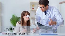  Presentation with patient and doctor - PPT theme having operational excellence - male doctor talking to patient background and a light blue colored foreground